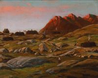 Petersen Emanuel A Scene From An Inuit Village In The Sunset canvas print