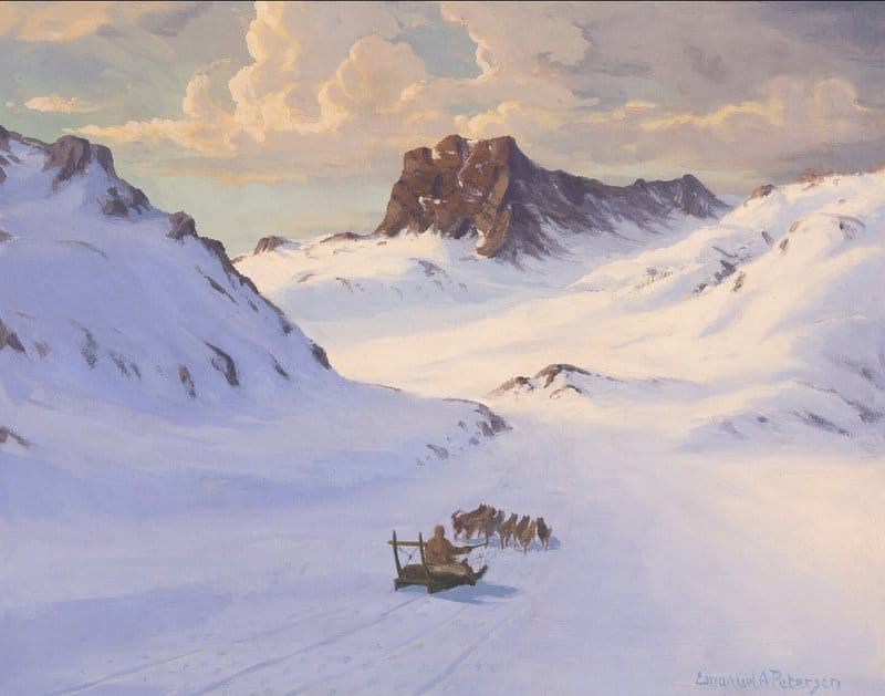 Petersen Emanuel A Scenery From Greenland With Dog Sleigh canvas print