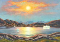 Petersen Emanuel A Scenery From Greenland With Midnight Sun Over A Fiord canvas print