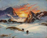 Petersen Emanuel A View From Greenland With Midnight Sun Over Mountains canvas print