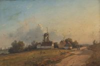 Petersen Vilhelm Landscape With Bispebjerg Mill canvas print
