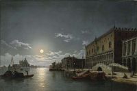 Pether Henry A View Of The Bacino Di San Marco With The Doge S Palace And The Church Of Santa Maria Della Salute In The Distance By Moonlight