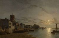 Pether Henry London A View Of The Thames At Chelsea Reach By Moonlight 1859 canvas print