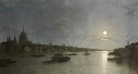 Pether Henry St. Pauls And The Thames By Moonlight