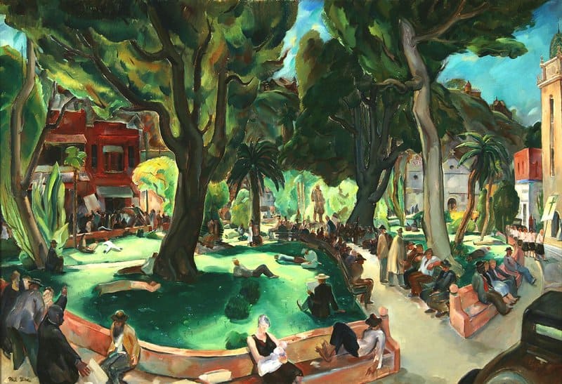 Phil Dike Sunday Afternoon In The Plaza De Los Angeles 1939 canvas print