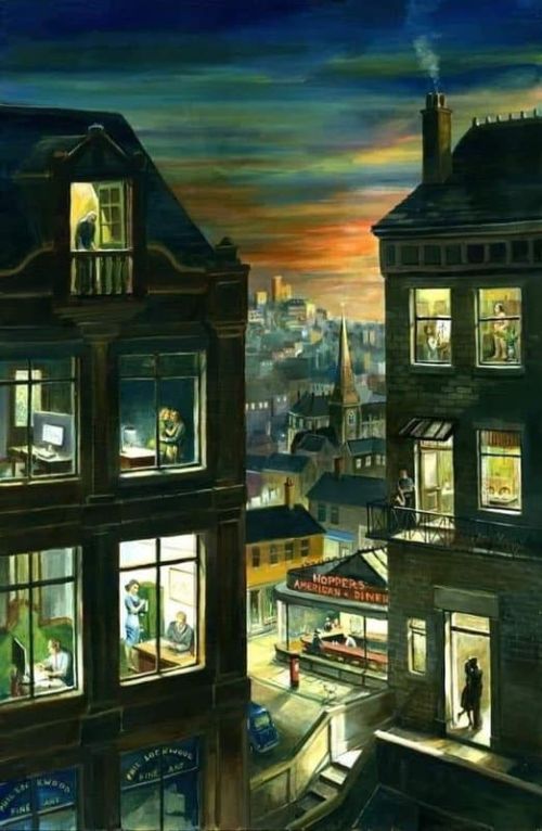 Phil Lockwood, Homage To Edward Hopper - The Office at Night