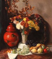 Philipsen Sally Still Life With Flowers A Bojan And A Plate Of Fruit canvas print