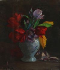 Philipsen Sally Stillleben mit Tulpen in einer blauen Vase
