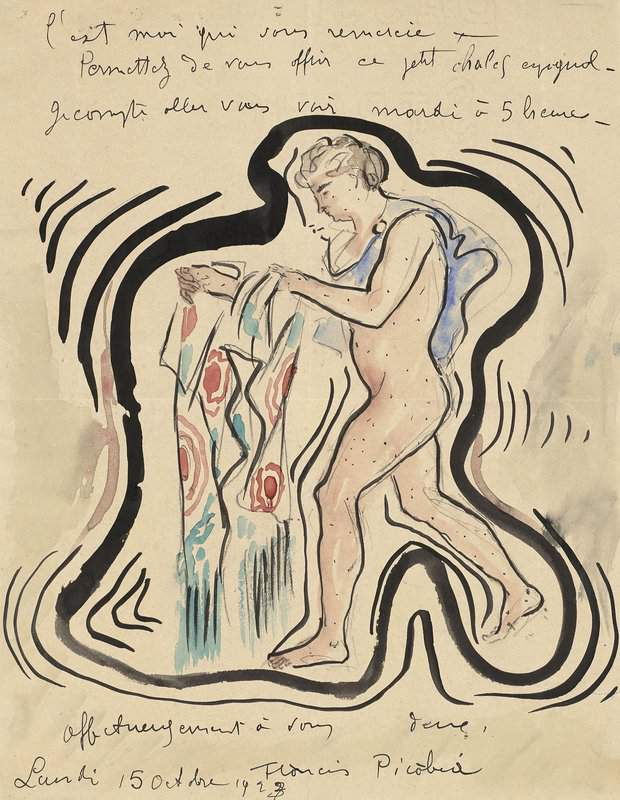Picabia Francis Lettre Dessin Adressee A Andre Et Simone Breton canvas print