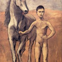 Picasso-jongen die een paard leidt
