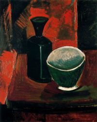 Picasso grüne Pfanne und schwarze Flasche