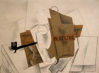 Picasso Pipe Glas und Flasche Rum - 1914