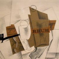 Picasso-pijpglas en een fles rum - 1914