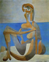 Picasso baigneur assis sur la plage