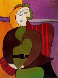 Picasso sitzende Frau in einem roten Sessel