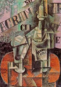 Picasso-Tisch in einer Cafe-Flasche Pernod