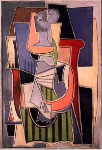 Picasso-Frau, die in einem Sessel sitzt