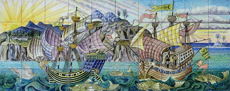 Pickering De Morgan Evelyn Galleon Tile Panel 1894 95 canvas print