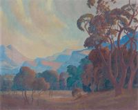 Pierneef Jacob Hendrik Wooded Landscape With Mountain Range Beyond canvas print