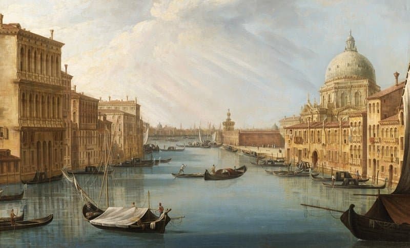 Tableaux sur toile, reproduction de Pietro Bellotti L Ingresso Del Canal Grande Con La Basilica Della Salute