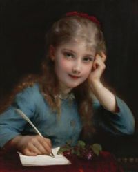 Piot Adolphe A Young Girl Writing canvas print
