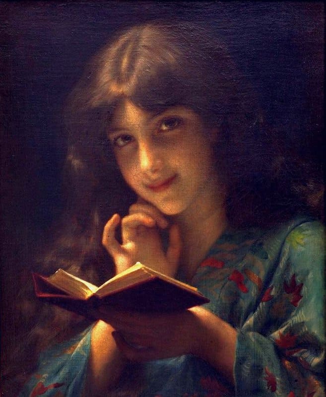 Piot Adolphe Young Girl Reading A Book canvas print