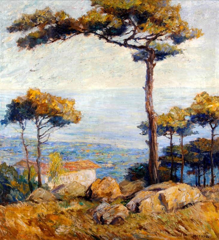 Pippel Otto Continental Coastal Landscape From A Hillside Overlooking Trees And Villa canvas print