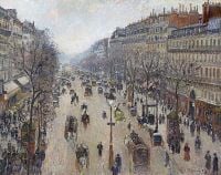 Pissarro Boulevard Montmartre Morning Cloudy Weather طباعة قماشية