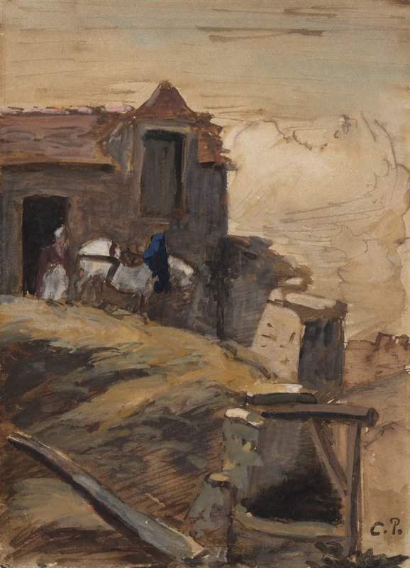 Pissarro Camille Cheval Blanc Devant Une Ferme Ca. 1861 64 canvas print