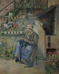 Pissarro Camille La Mere Jolly Raccomodant 1874
