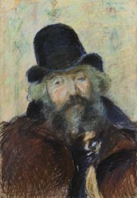 Pissarro Camille Retrato Du Peintre Ludovic Piette Avec Son Chapeau Rond Ca. 1874