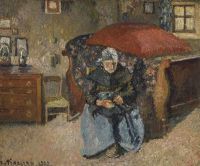 Pissarro Camille Vieille Paysanne Raccommodant des Hardes Moret 1902