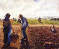 Pissarro Peasants In The Field Eragny قماش مطبوع