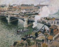 Rouen 비오는 날씨의 Pissarro Pont Boieldieu