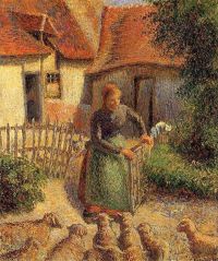 Pissarro Shepherdess Bringing Sheep In canvas print