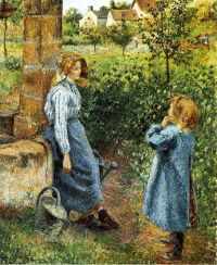 Pissarro mujer y niño en el pozo