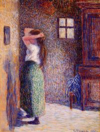 Pissarro Young Peasant At Her Toilette مطبوعة على القماش