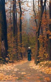 Polenov Vasily Dmitrievich امرأة تمشي على طريق الغابة