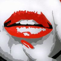 Pop-Art-Leinwanddruck mit roten Lippen