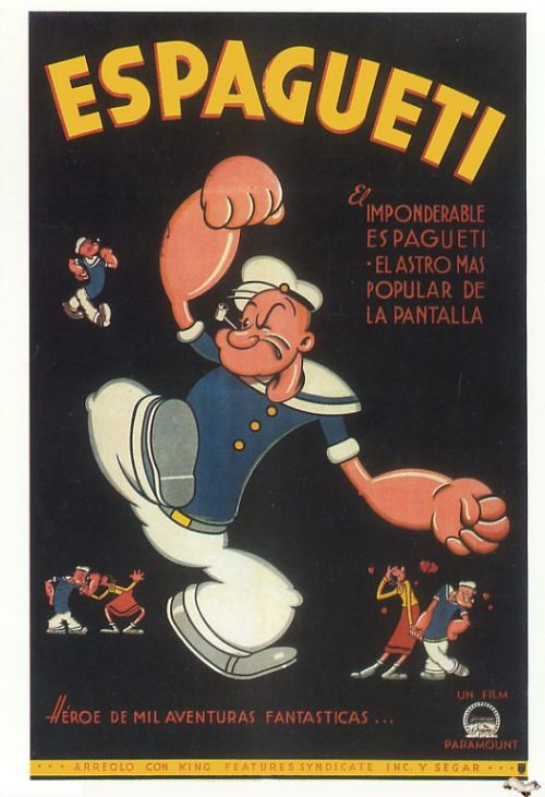 Popeye Espagueti 1940 Argentina Movie Poster canvas print