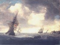 Porcelis Jan Ships At Sea On A Rough Day canvas print