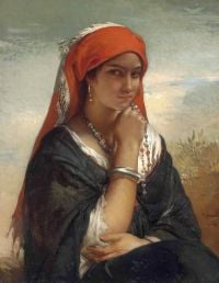 Portaels Jean Francois Bildnis einer Dame in orientalischer Tracht