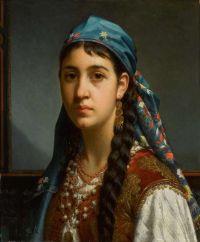بورتيلجي إدوارد فتاة مطبوعة على قماش الكانفاس وشاح الرأس الأزرق
