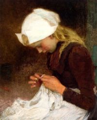 Potthast Edward Henry Sewing Girl Ca. 1890 canvas print