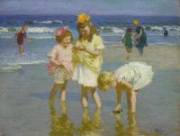 Potthast Edward Henry Three Girls By The Seashore canvas print