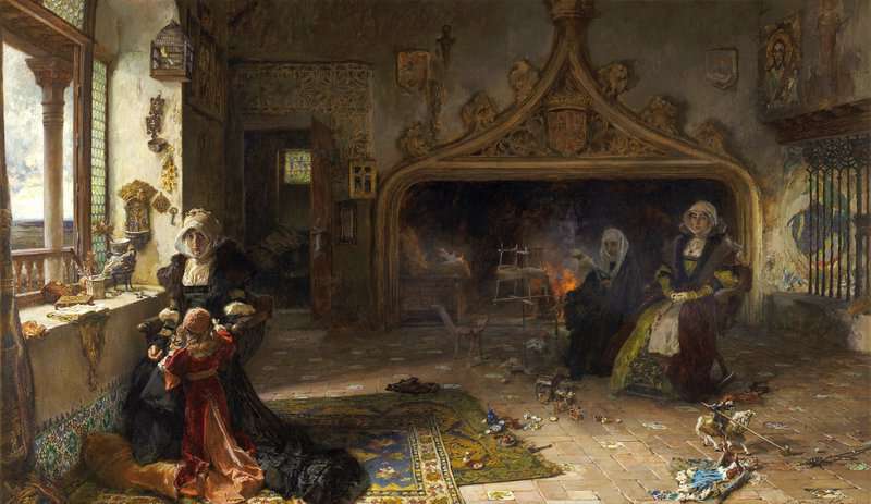 Pradilla Y Ortiz Francisco Queen Juana La Loca Confined At Tordesillas With Her Daughter The Infanta Catalina 1906 canvas print