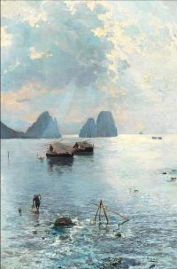 Pratella Attilio Fishermen Off Capri canvas print