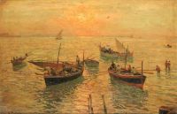 Pratella Attilio Fishing Boats In The Bay Of Naples 2 canvas print
