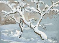 Prins Eugen Apple Trees In Snow W.udden 1941 طباعة قماشية