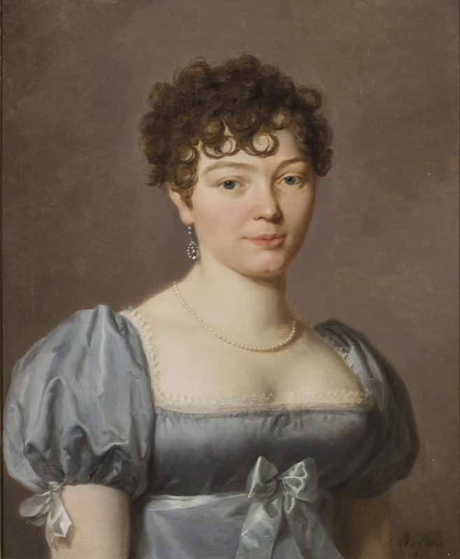 Prud Hon Pierre Paul Portrait Of A Lady Half Length In A Blue Dress 1810 canvas print